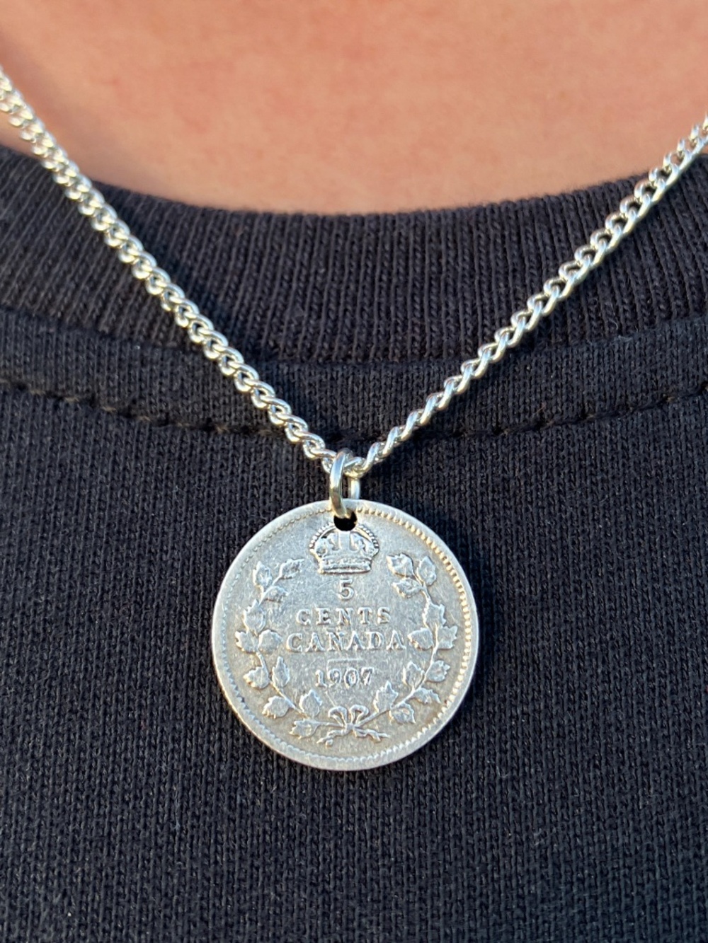 1907 Sterling Silver Edward VII Coin Necklace, 18-inch